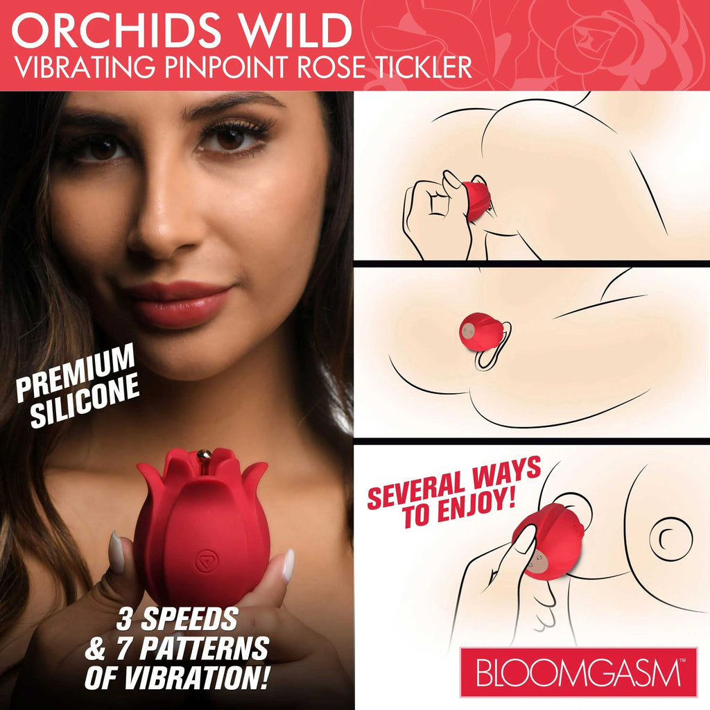 Orchids Wild Vibrating Pinpoint Rose Tickler by XR Brands from LoveMart Co.