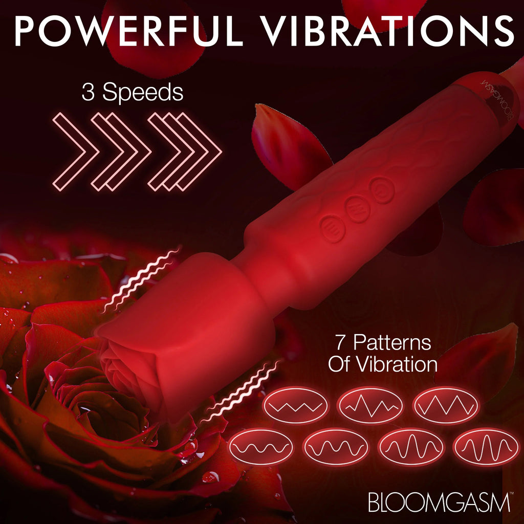 Pleasure Rose 10x Silicone Wand With Rose Attachment by XR Brands from LoveMart Co.