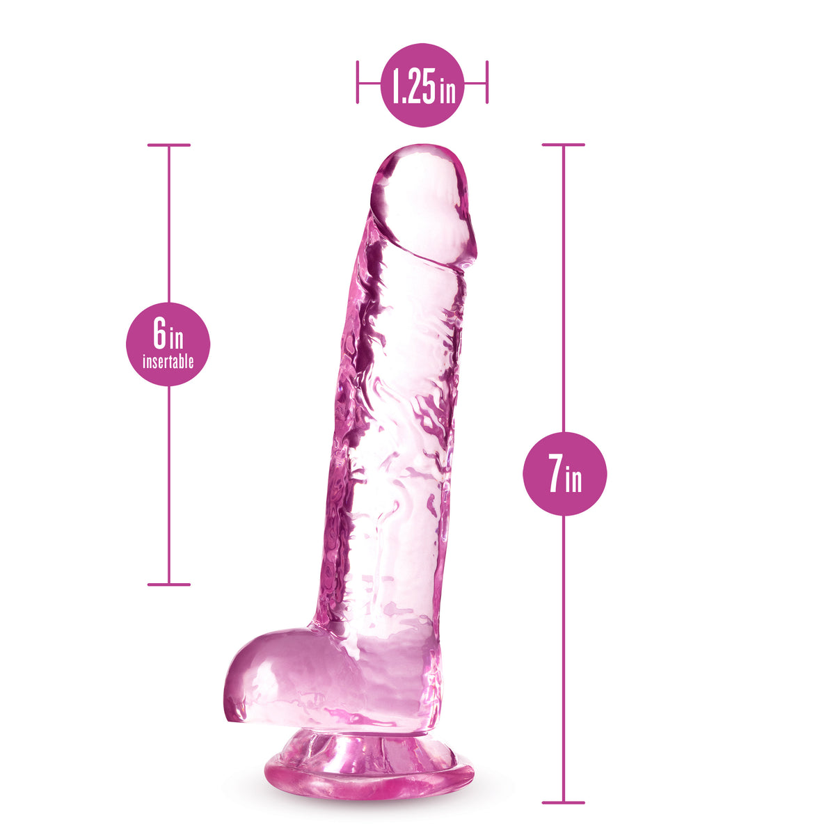 Naturally Yours - 7 Inch Crystalline Dildo - Rose by Blush from LoveMart Co.