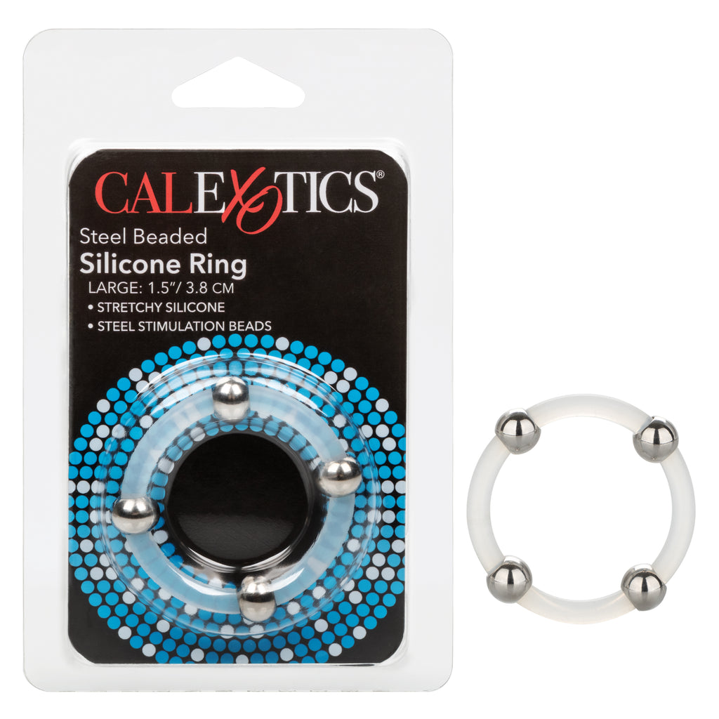 Steel Beaded Silicone Ring - Large by CalExotics from LoveMart Co.