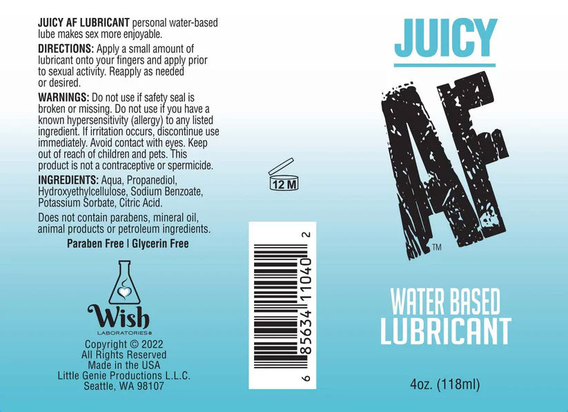 Juicy Af Water Based Lubricant 2 Oz by Little Genie from LoveMart Co.