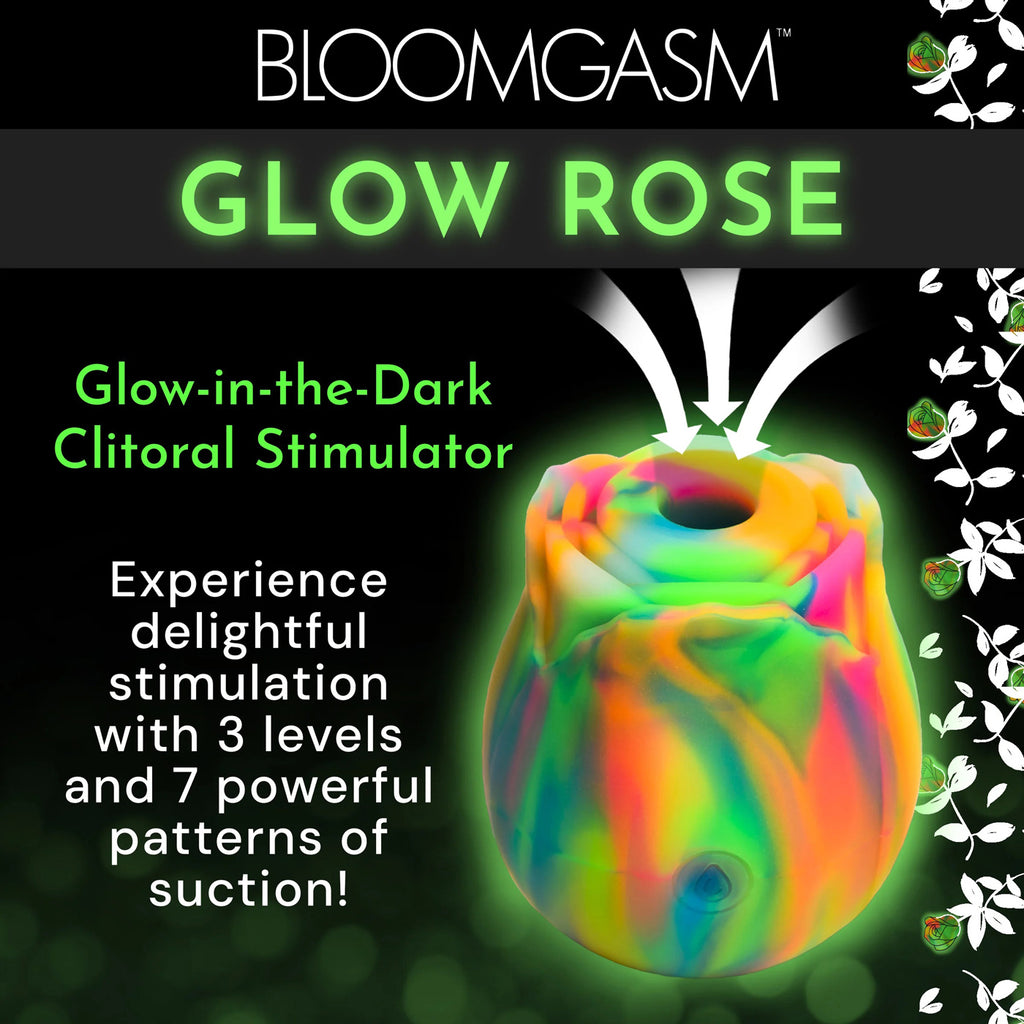 Glow Rose Glow-in-the-Dark Rose Clit Stimulator - Rainbow by XR Brands from LoveMart Co.