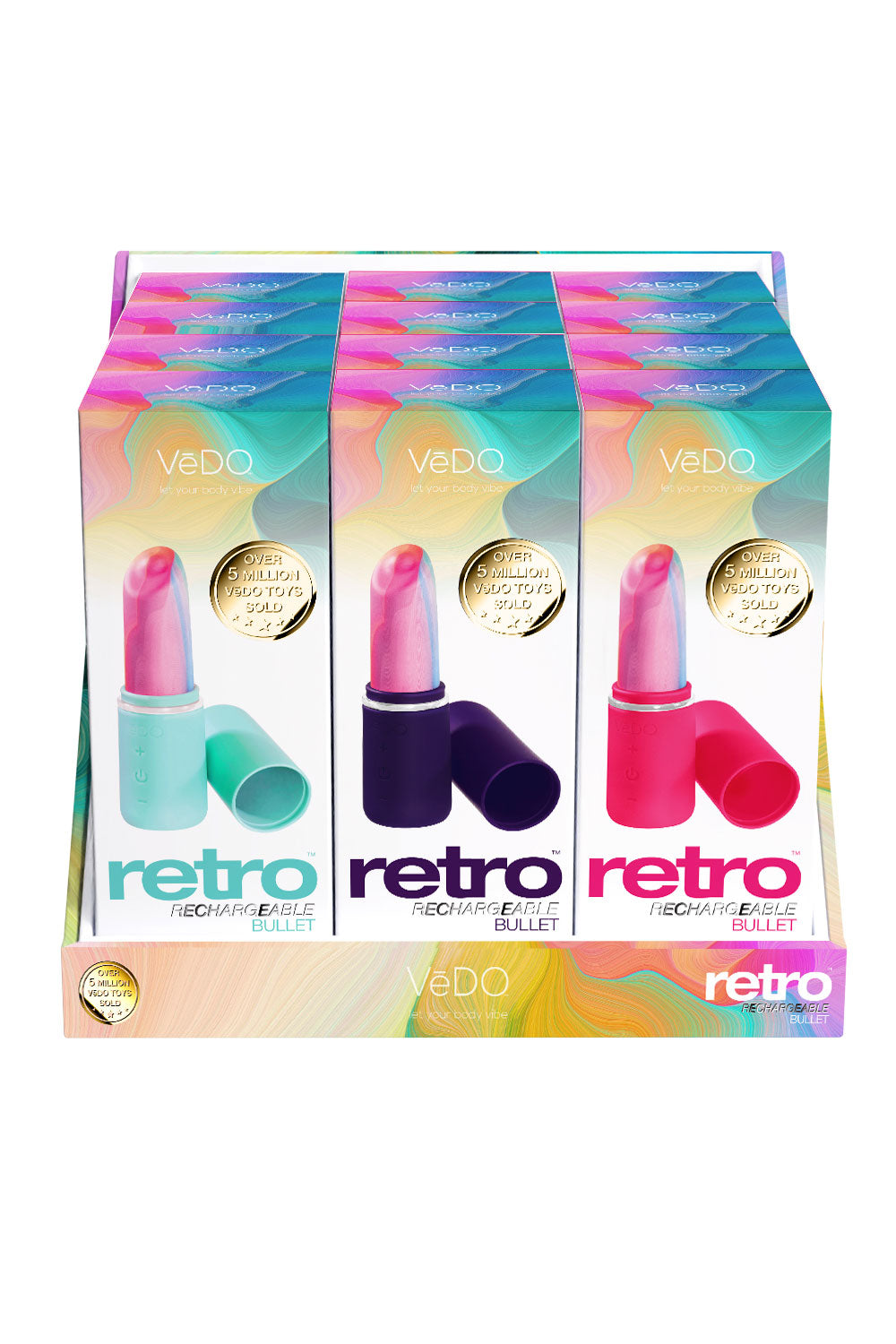 Retro Rechargeable Bullet Assort - 12 Pc Display by VeDO from LoveMart Co.