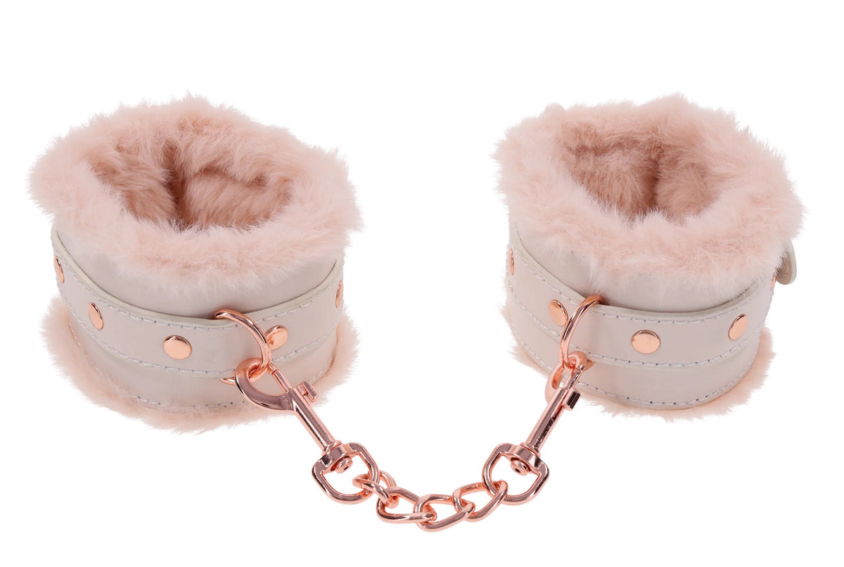 Peaches N Creame Fur Handcuffs by Sportsheets from LoveMart Co.