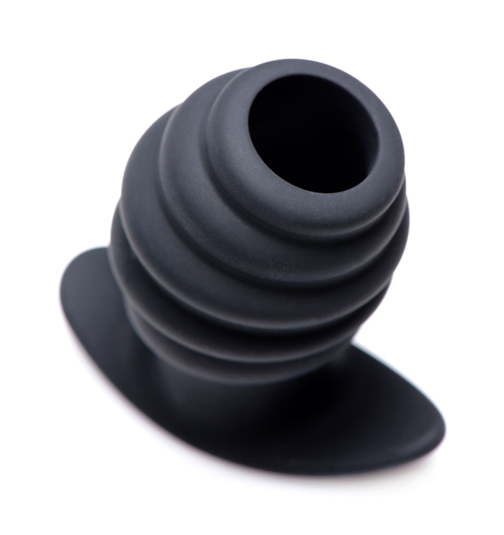 Hive Ass Tunnel Silicone Ribbed Hollow Anal Plug - Medium by XR Brands from LoveMart Co.