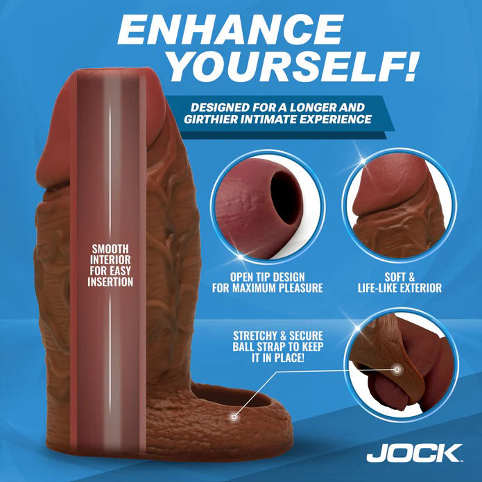 Jock Silicone Penis Extension Sleeve - Dark by Curve Toys from LoveMart Co.