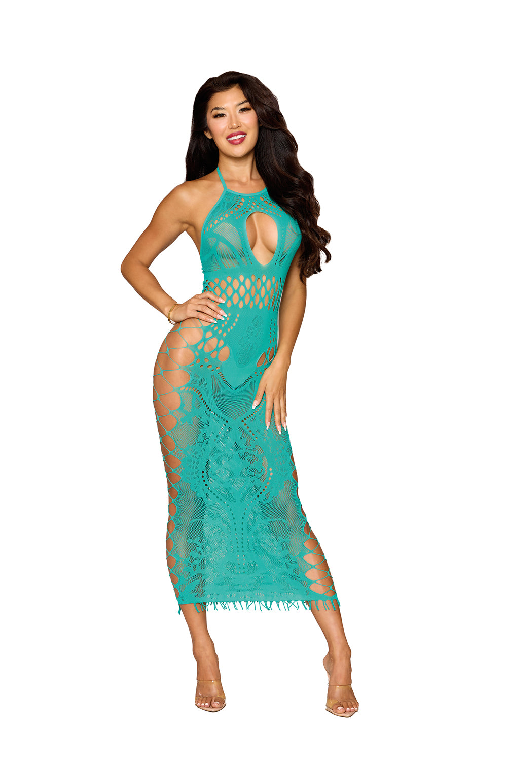 Bodystocking Gown Dmnd - One Size - Agate by Dreamgirl from LoveMart Co.