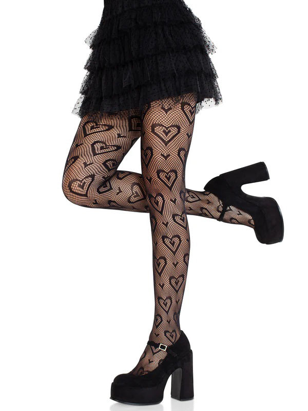 Cherie Heart Net Tights O/s by Leg Avenue from LoveMart Co.