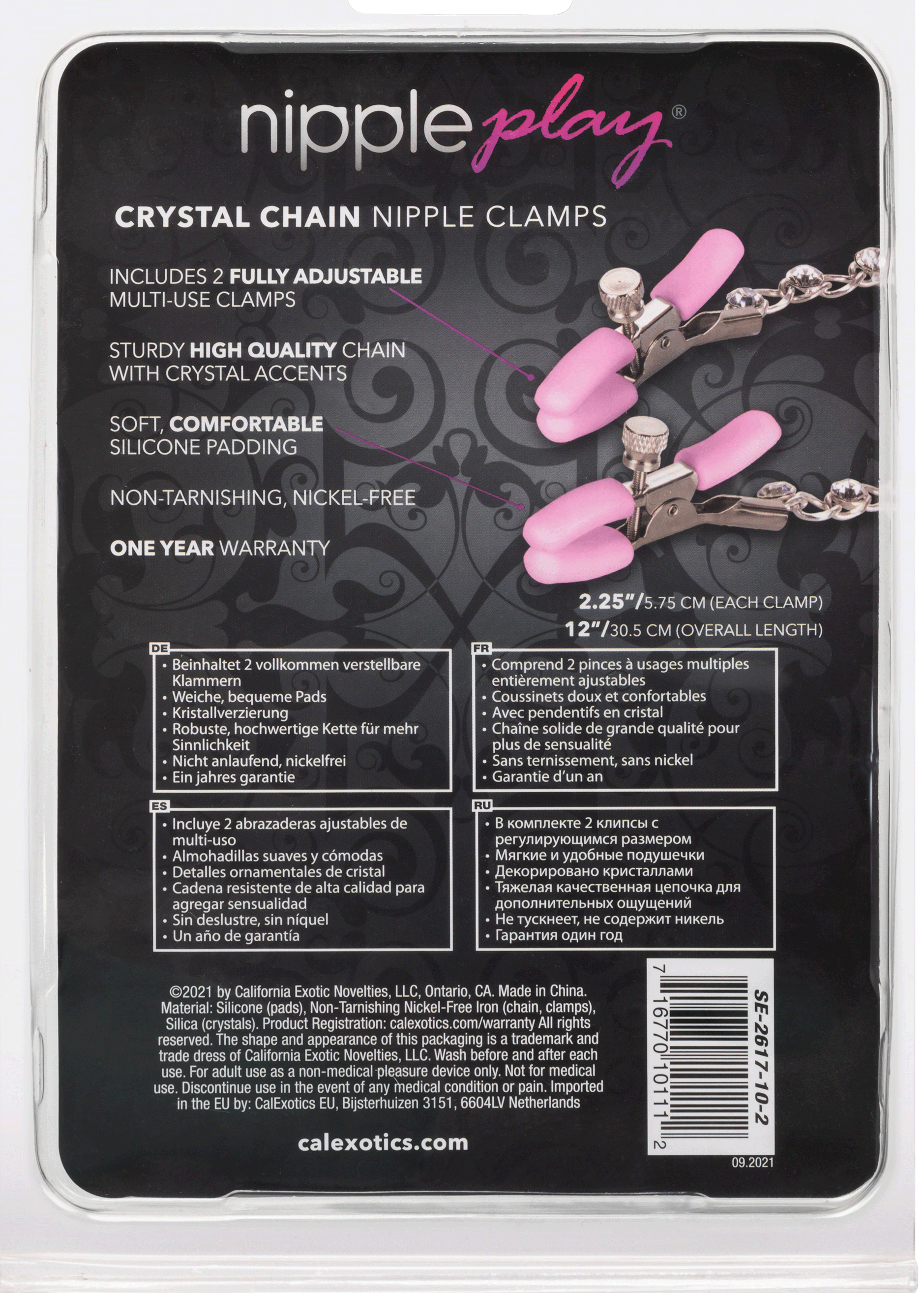 Nipple Play Crystal Chain Nipple Clamps by CalExotics from LoveMart Co.