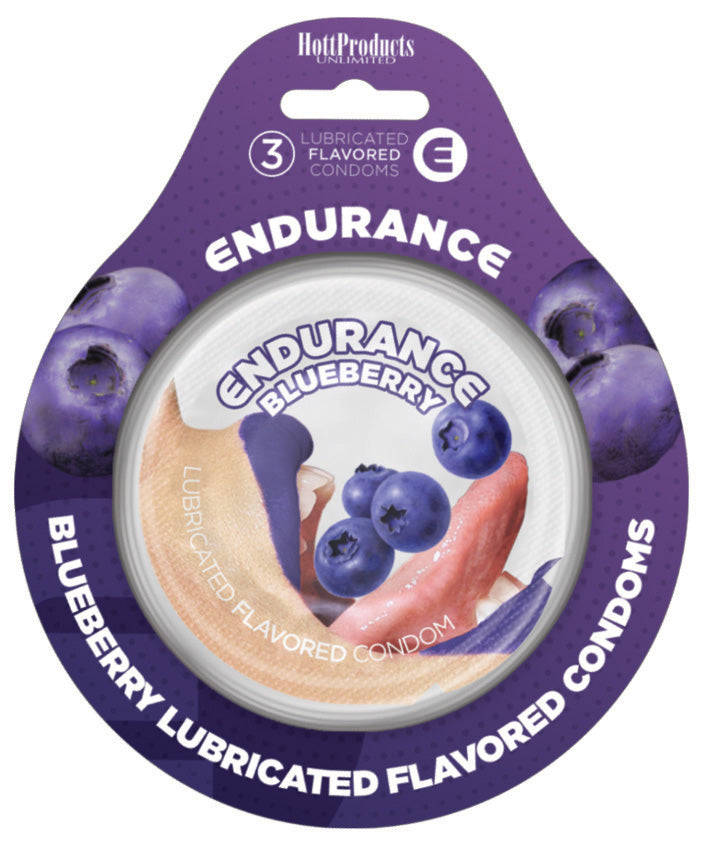 Endurance Condoms -Blueberry - 3 Pack by Hott Products from LoveMart Co.