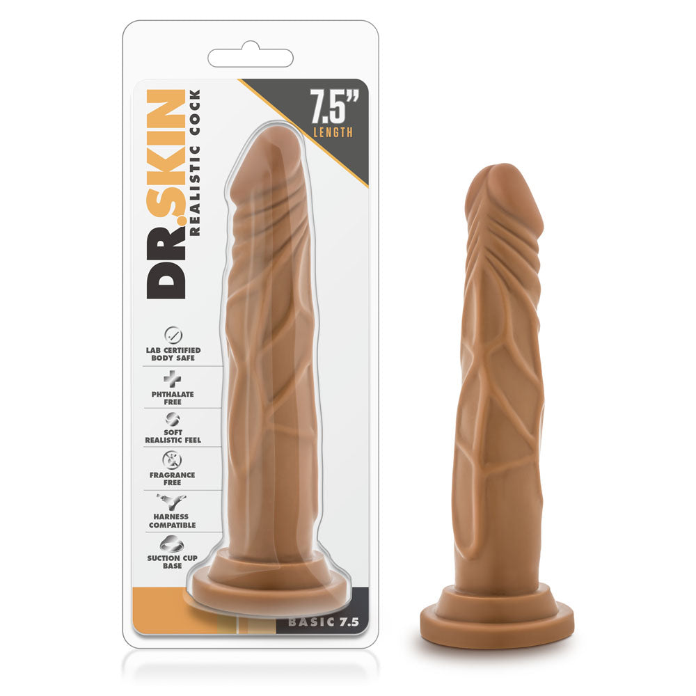 Dr. Skin - Realistic Cock - Basic 7.5 - Mocha by Blush from LoveMart Co.