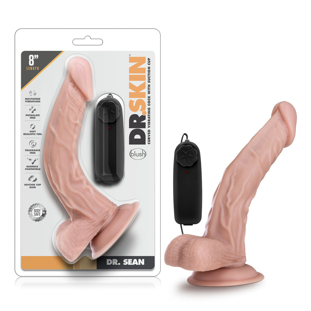Dr. Skin - Dr. Sean - 8 Inch Vibrating Cock With Suction Cup - Vanilla by Blush from LoveMart Co.