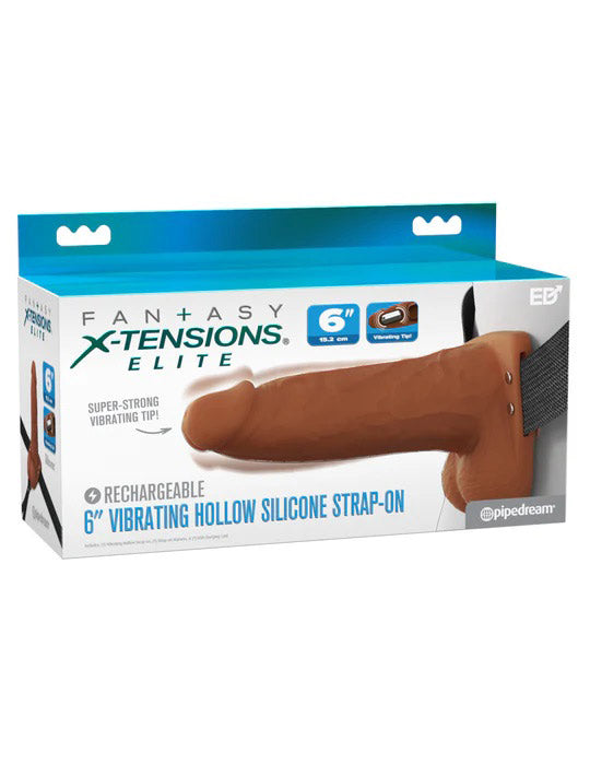 Fantasy X-Tensions Elite 6" Vibrating Hollow Silicone Strap-on by Pipedream from LoveMart Co.
