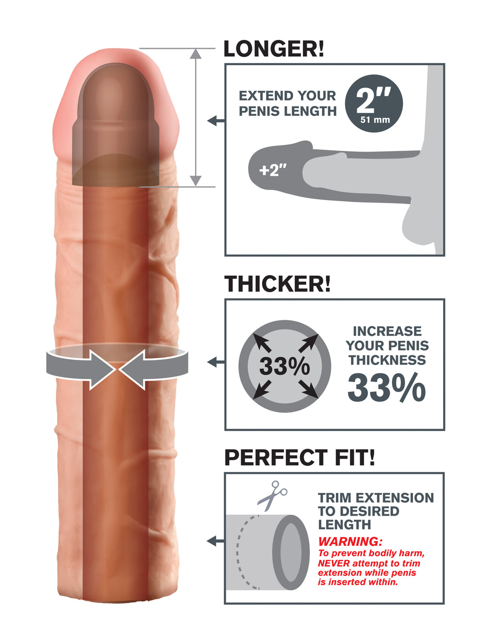 Fantasy X-Tension Perfect 2-Inch Extension by Pipedream from LoveMart Co.