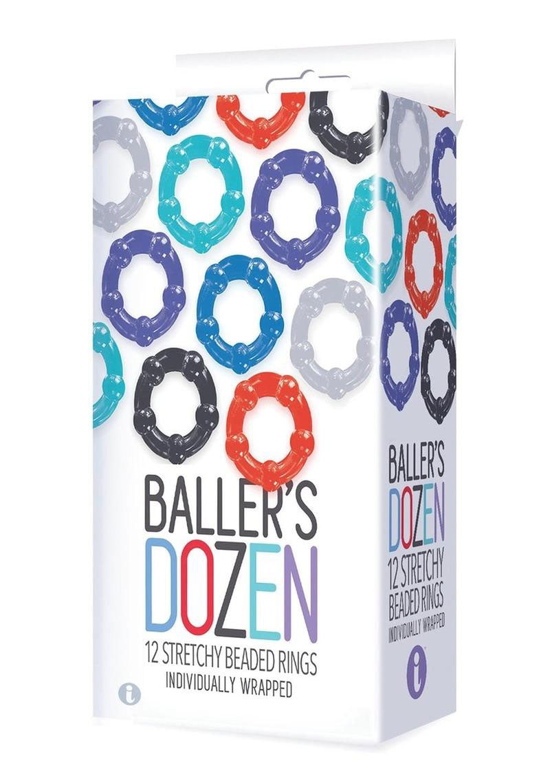 The 9's - Baller Dozen Beaded - 12 Pc Cock Ring Set by Icon Brands from LoveMart Co.