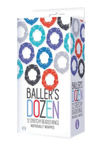 The 9's - Baller Dozen Beaded - 12 Pc Cock Ring Set by Icon Brands from LoveMart Co.