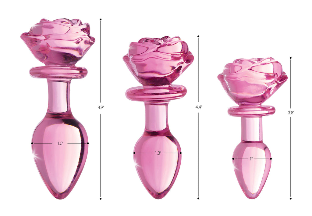 Rose Glass Anal Plug - Medium by XR Brands from LoveMart Co.