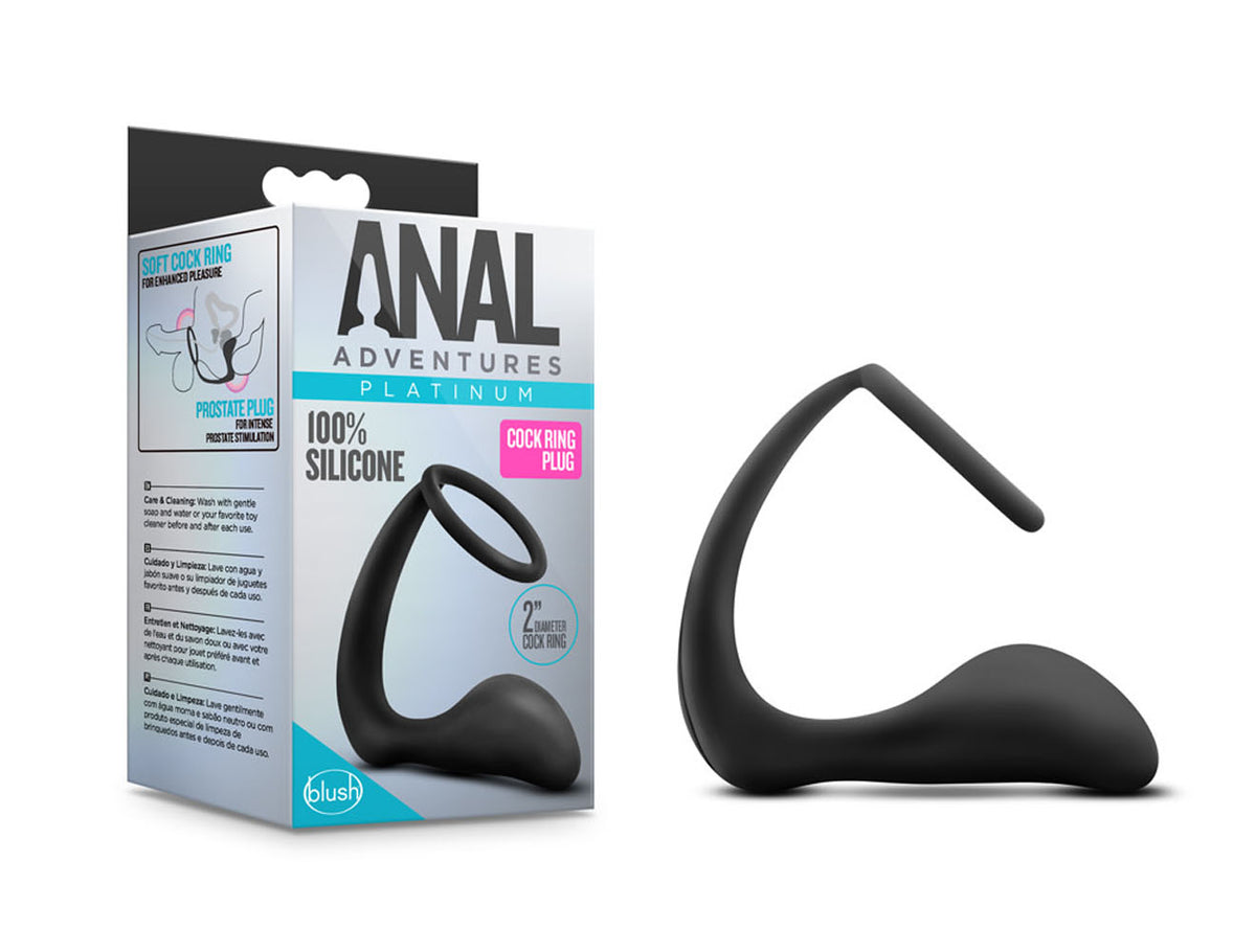 Anal Adventures - Platinum - Cock Ring Plug by Blush from LoveMart Co.