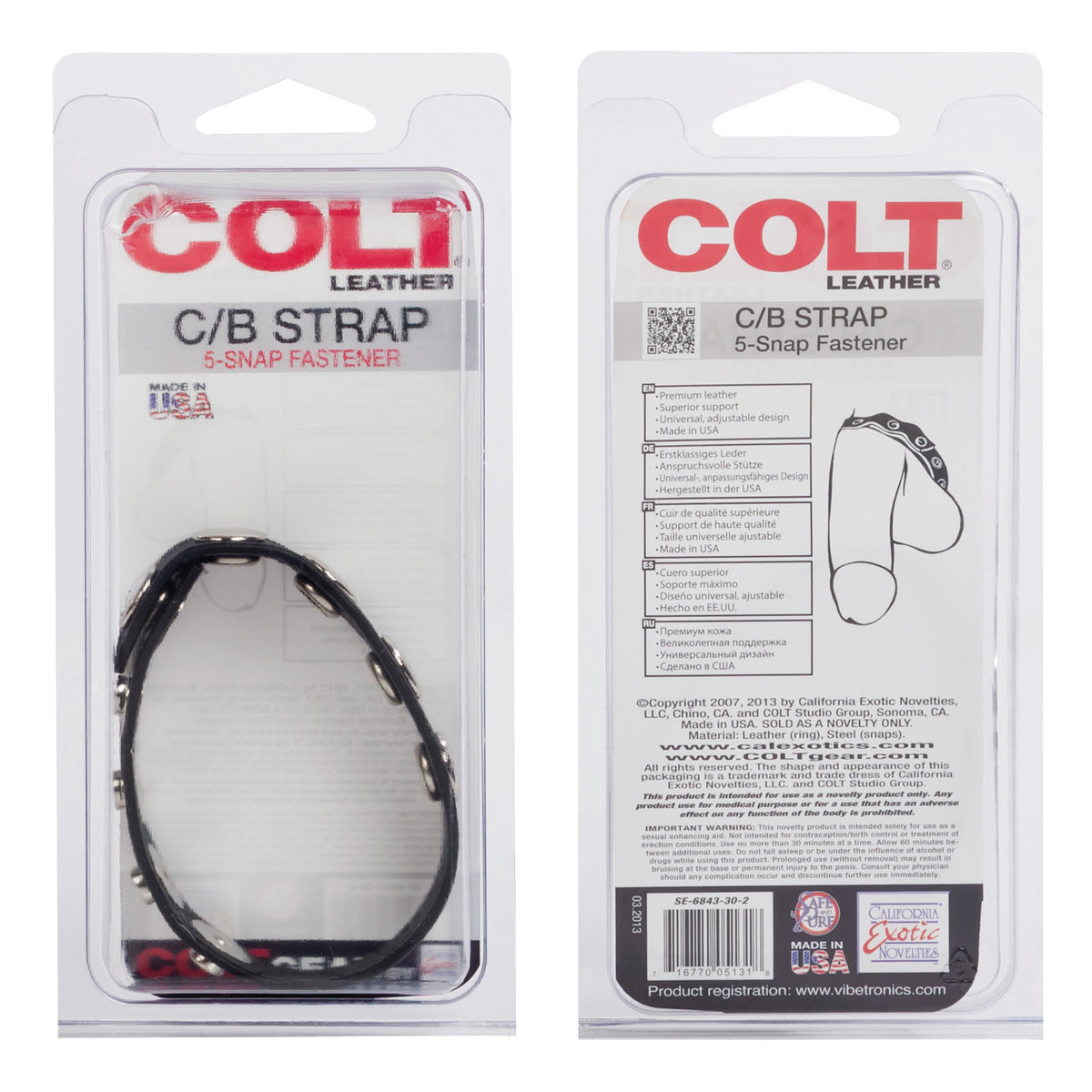 Colt Adjustable 5 Snap Leather by CalExotics from LoveMart Co.
