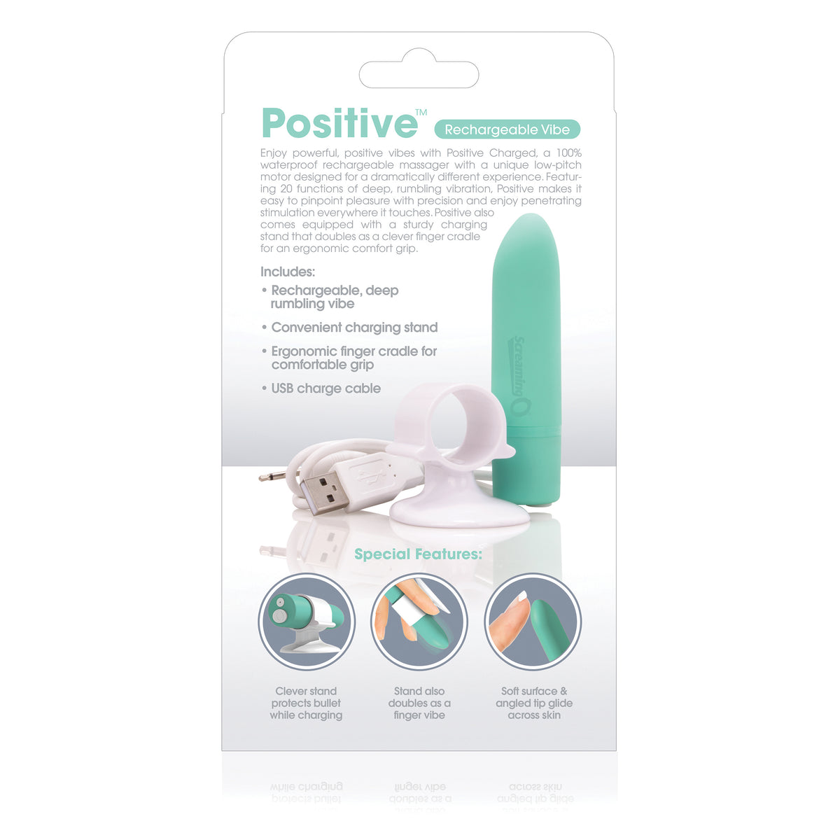 Charged Positive Rechargeable Vibe - Kiwi Mint by Screaming O from LoveMart Co.