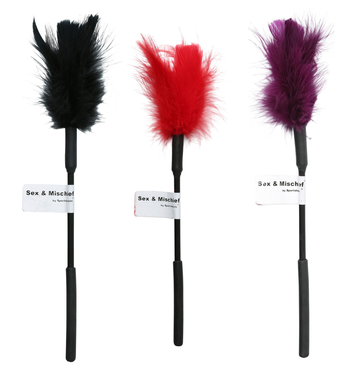 Sex and Mischief Feather Ticklers - 18 Piece Display - Assorted Colors by Sportsheets from LoveMart Co.