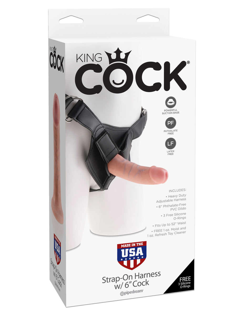 King Cock Strap on Harness With 6 Inch Cock - Light by Pipedream from LoveMart Co.