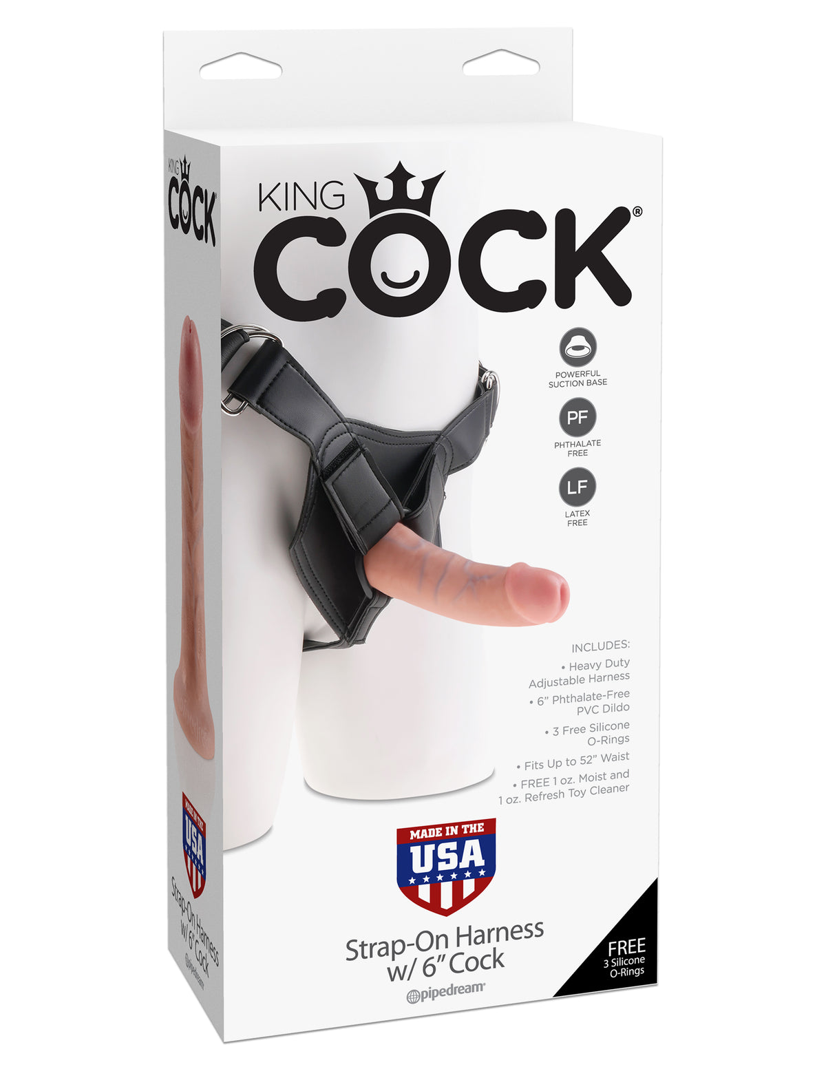 King Cock Strap on Harness With 6 Inch Cock - Light by Pipedream from LoveMart Co.