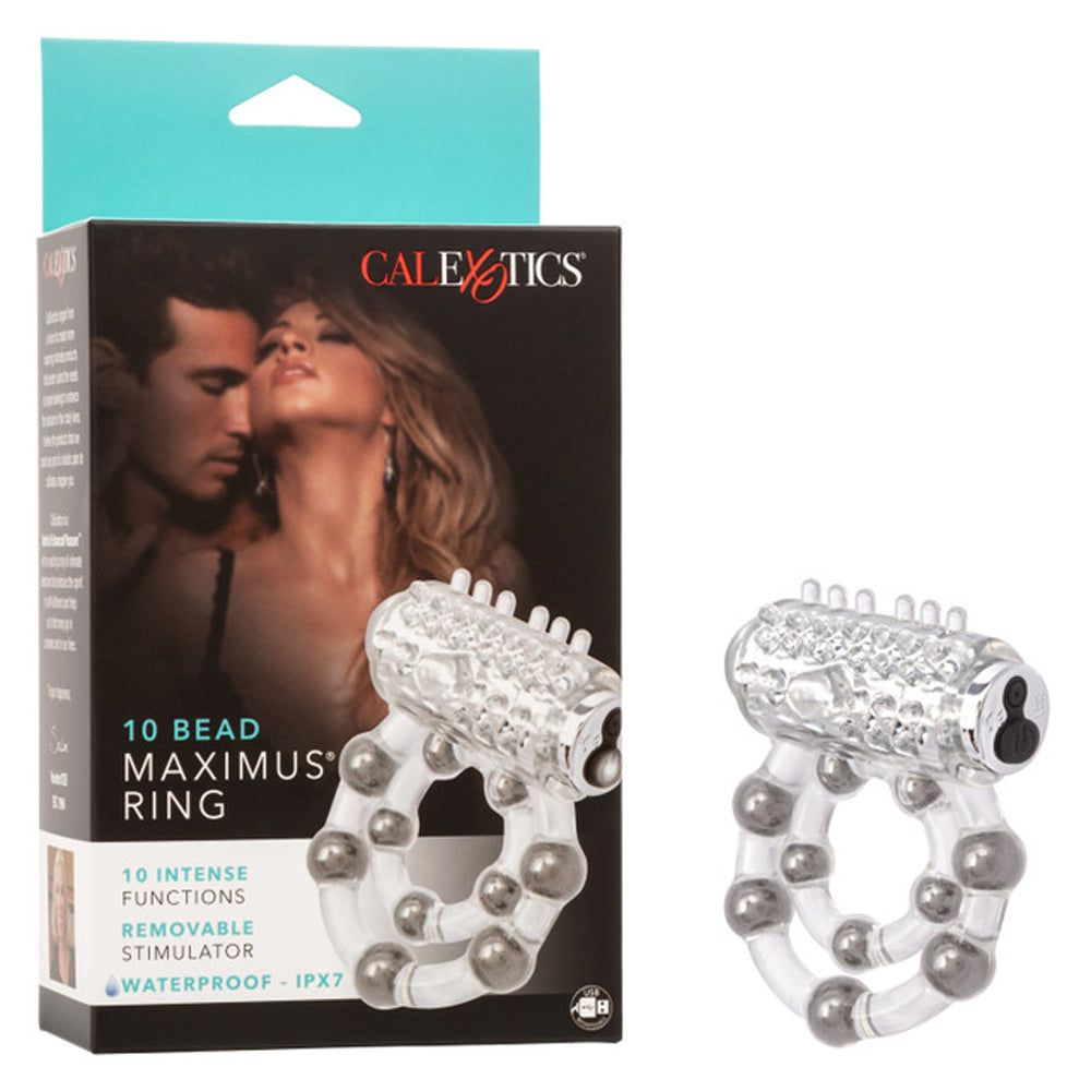 Maximus Enhancement Ring 10 Stoker Beads Rechargeable by CalExotics from LoveMart Co.