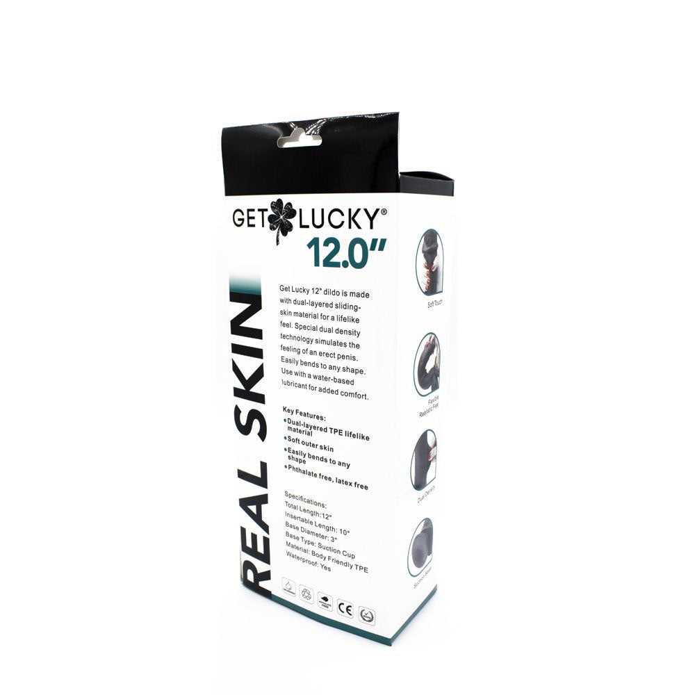 Real Skin 12 Dual Layer Dildo - Dark by Viben from LoveMart Co.