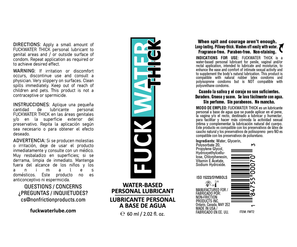 Fuck Water Thick 2oz Water Based Lubricant by Fuck Water from LoveMart Co.