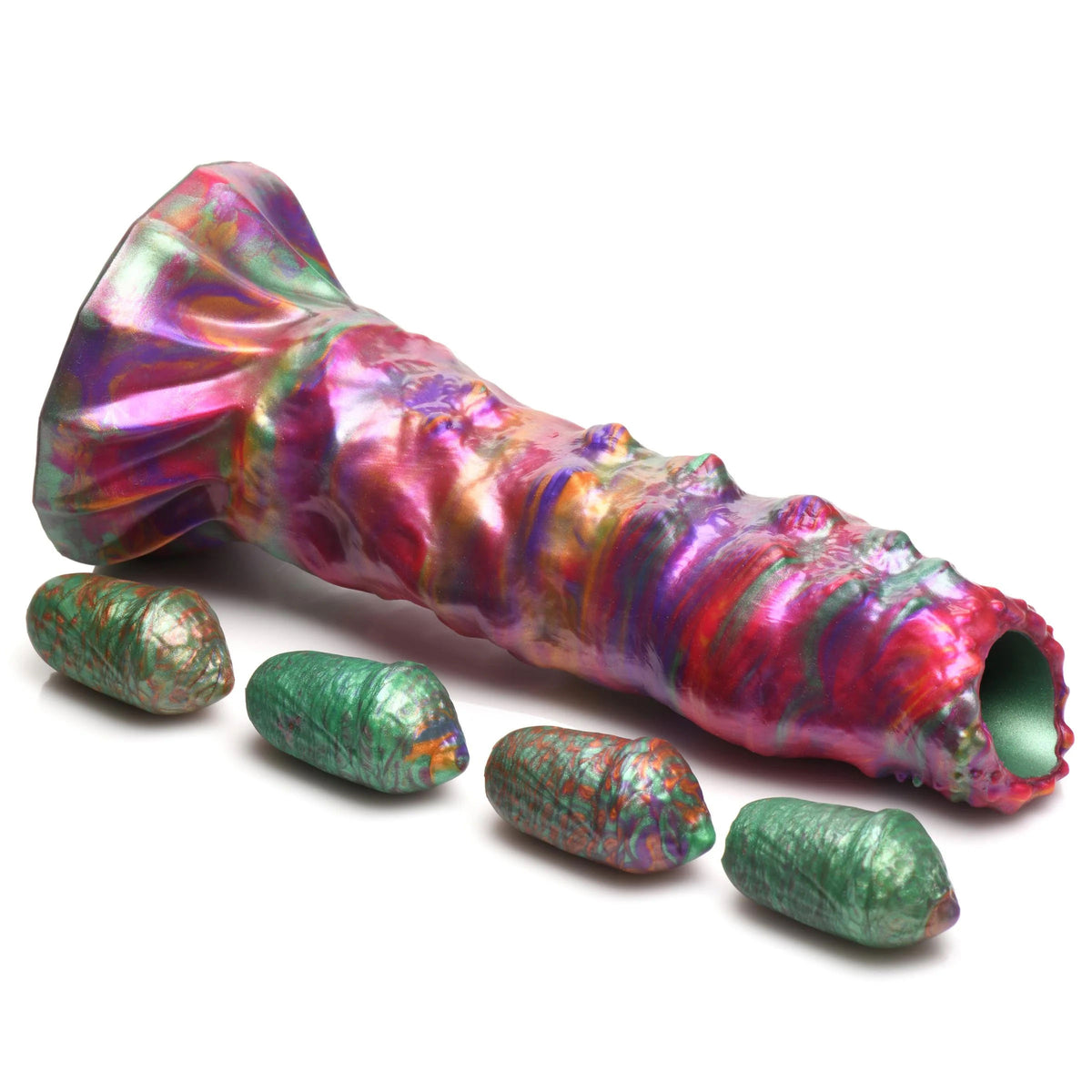 Larva Silicone Ovipositor Dildo With Eggs - Multicolor by XR Brands from LoveMart Co.