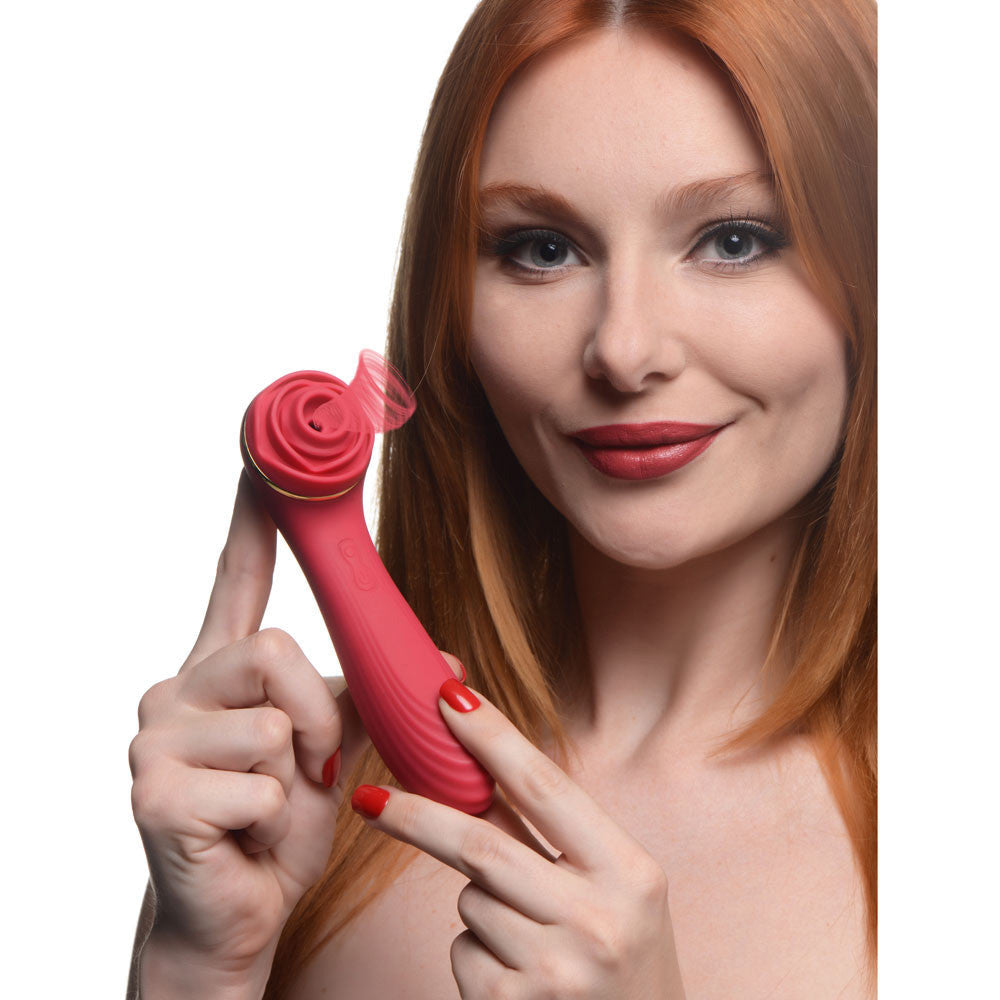 Bloomgasm Passion Petals 10x Suction Rose Vibrator - Red by XR Brands from LoveMart Co.