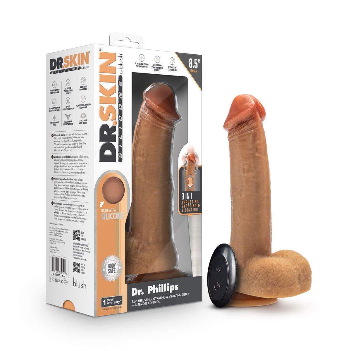 Dr. Skin Silicone - Dr. Phillips - 8.5 Inch Thrusting Dildo by Blush from LoveMart Co.