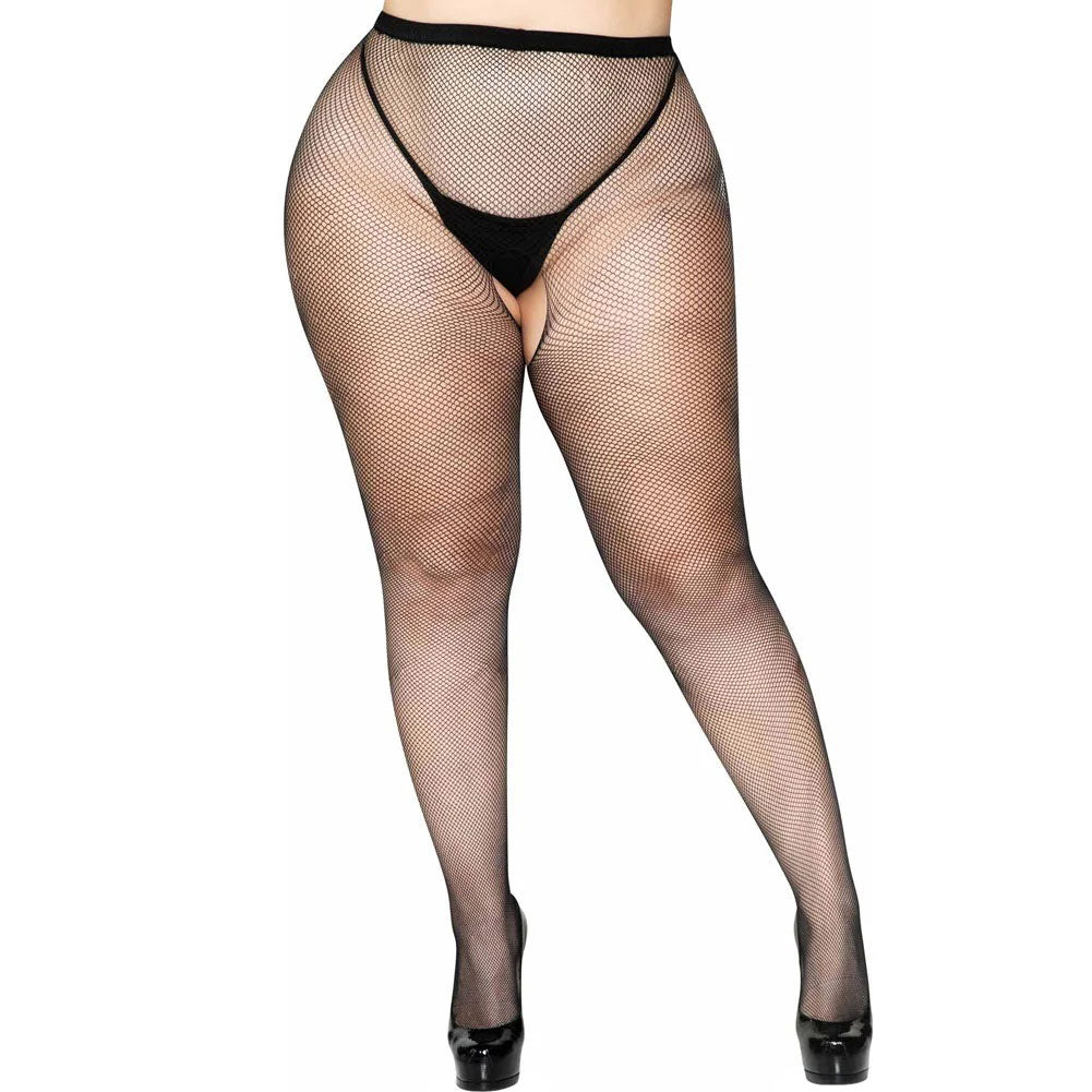 Crotchless Fishnet Pantyhose - Queen Size by Leg Avenue from LoveMart Co.