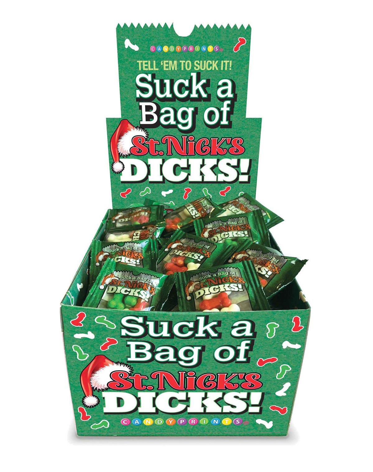 Suck a Bag of St. Nicks Dicks- Display of 100 Ct. by Little Genie from LoveMart Co.