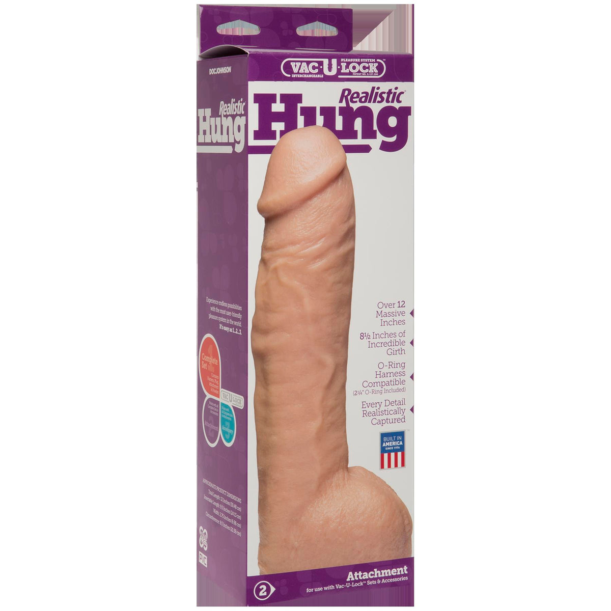 Vac-U-Lock Realistic Hung - White by Doc Johnson from LoveMart Co.