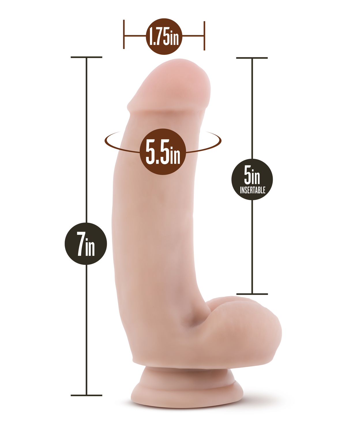 Dr. Skin Silicone Dr. Samuel 7 Inch Dildo With Suction Cup Vanilla by Blush from LoveMart Co.