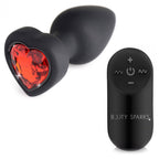 28x Silicone Vibrating Heart Anal Plug With Remote - Small by XR Brands from LoveMart Co.