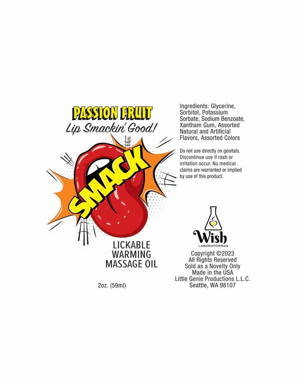 Smack Lickable Massage Oil, 3ml Pouch Display 36pc - Passion Fruit by Little Genie from LoveMart Co.