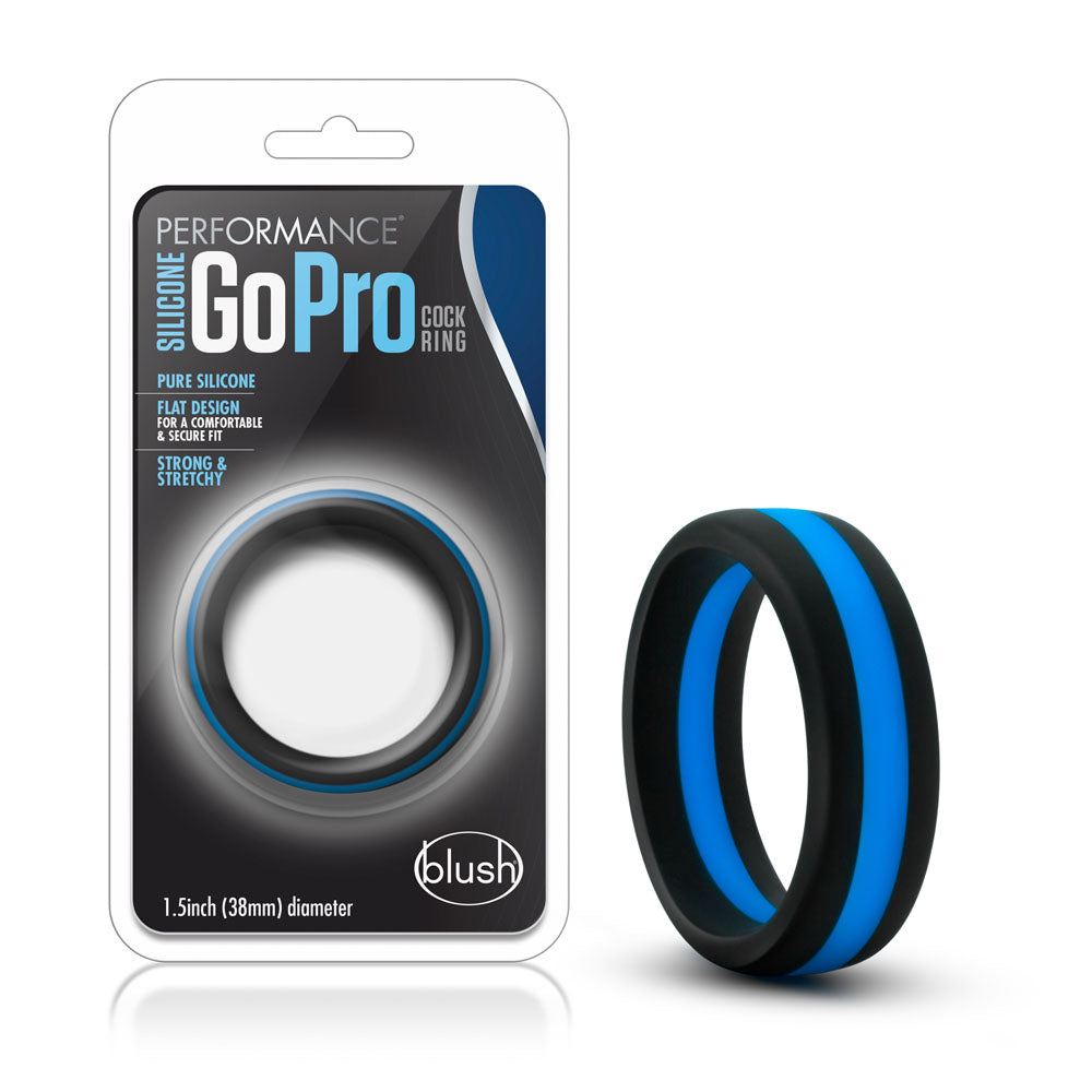 Performance - Silicone Go Pro Cock Ring - Black/blue/black by Blush from LoveMart Co.