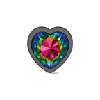 Rainbow Heart Gem Gunmetal Metal Plug - Lg by Viben from LoveMart Co.