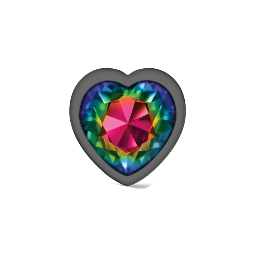 Rainbow Heart Gem Gunmetal Metal Plug - Lg by Viben from LoveMart Co.