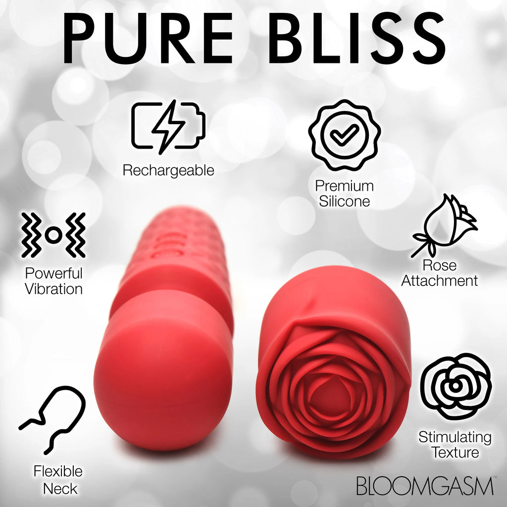 Pleasure Rose 10x Silicone Wand With Rose Attachment by XR Brands from LoveMart Co.