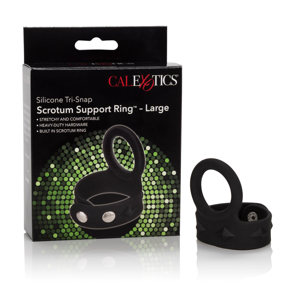 Silicone Tri-Snap Scrotum Support Ring - Large by CalExotics from LoveMart Co.