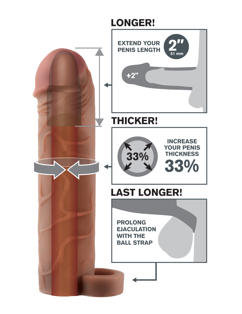 Fantasy X-Tensions Perfect 2-Inch Extension With Ball Strap by Pipedream from LoveMart Co.