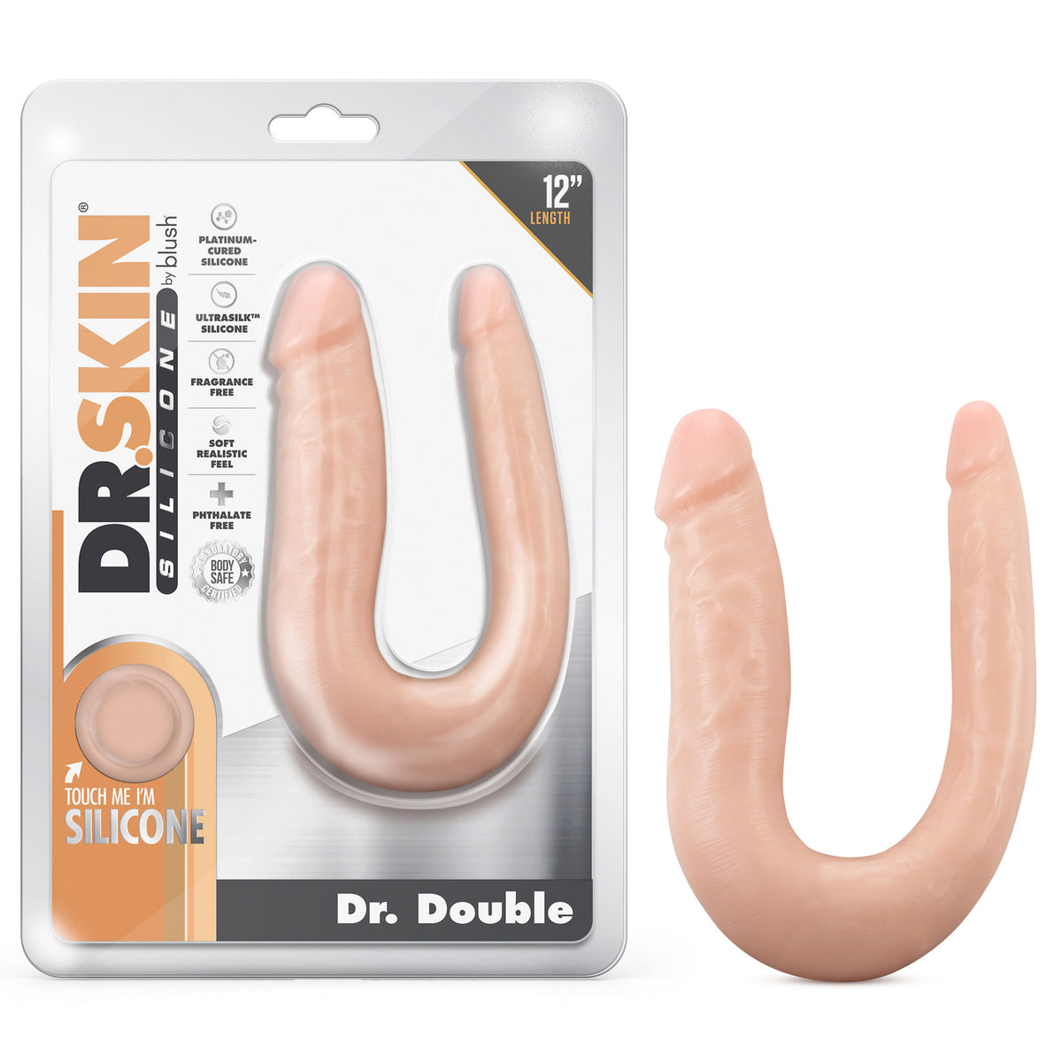 Dr. Skin Silicone - Dr. Double - 12 Inch Double Dong - Vanilla by Blush from LoveMart Co.