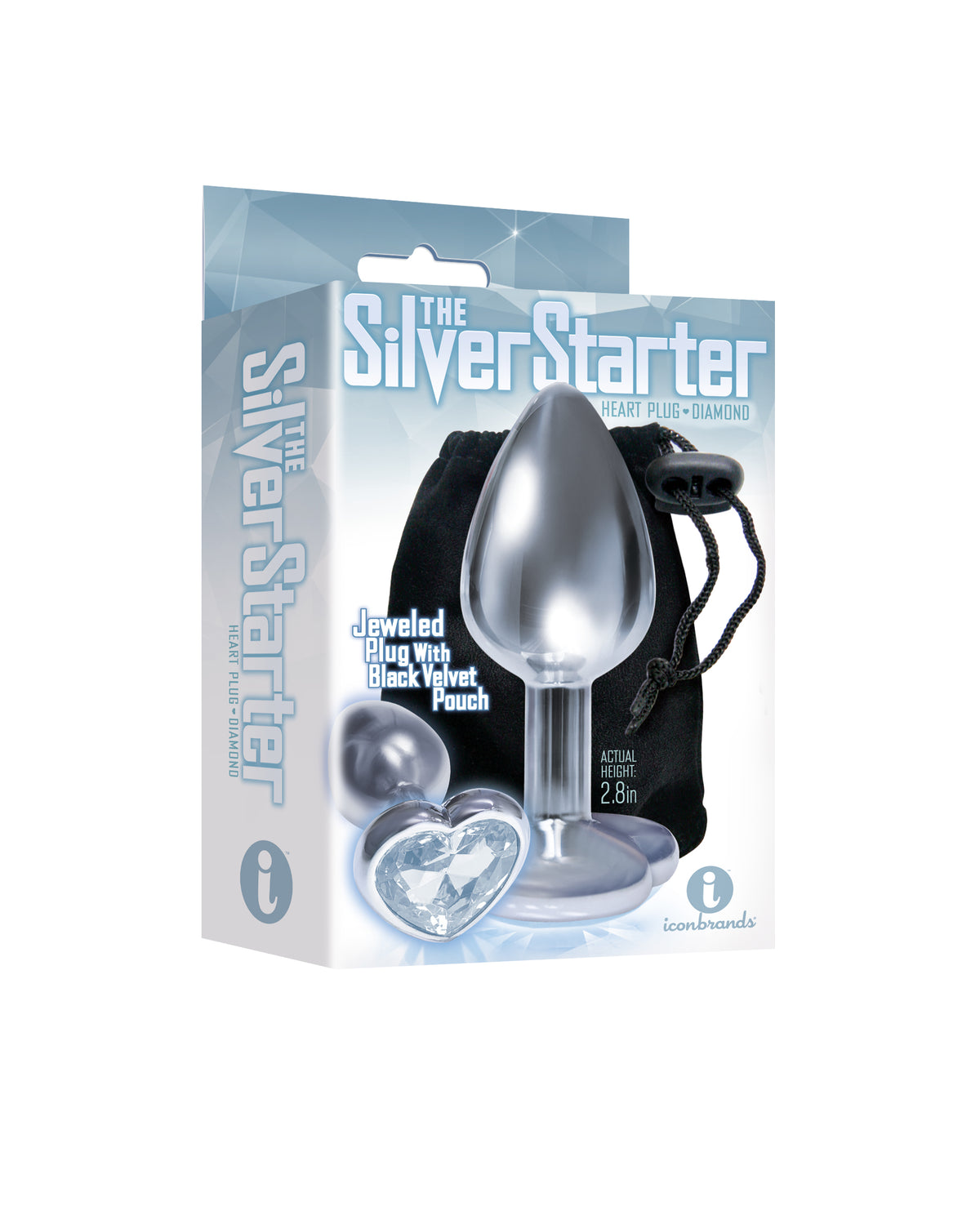 The 9's the Starter Heart Bejeweled Stainless Steel Plug - Diamond by Icon Brands from LoveMart Co.