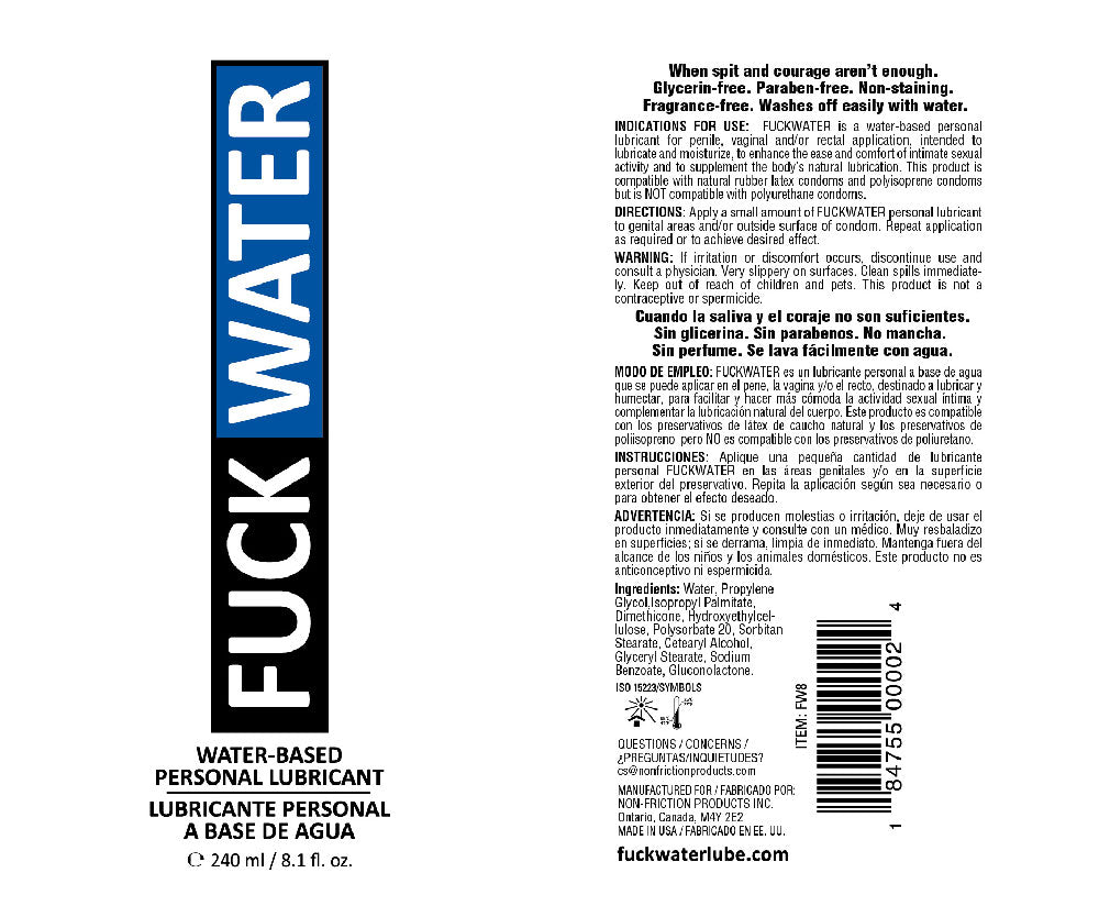 Fuck Water Water-Based Lubricant - 8 Fl. Oz. by Fuck Water from LoveMart Co.