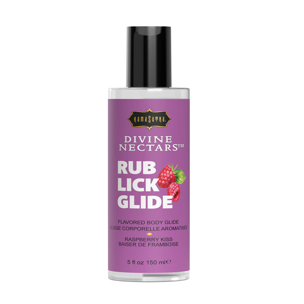 Divine Nectars Flavored Body Glide - Raspberry Kiss - 5 Fl Oz. 150ml by Kama Sutra from LoveMart Co.