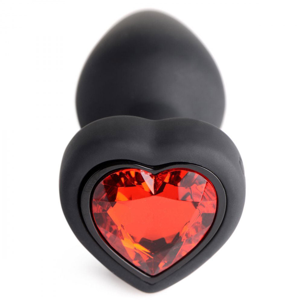 28x Silicone Vibrating Heart Anal Plug With Remote - Small by XR Brands from LoveMart Co.